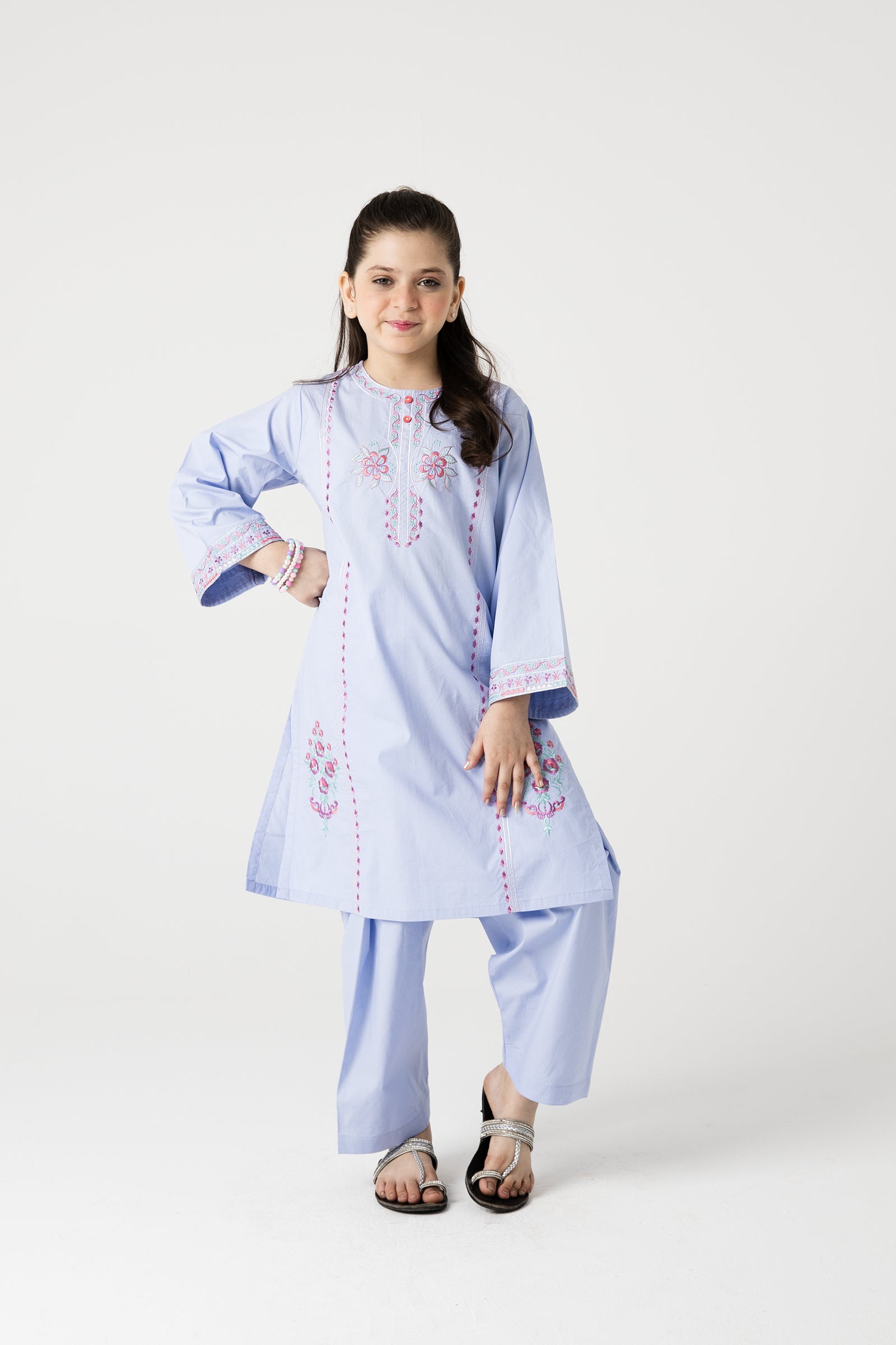 Sky Embroidered Heirloom Kurta Shalwar - 2pc