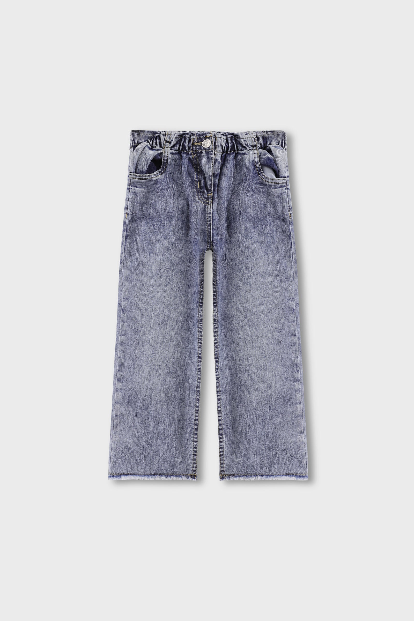 Girls Skyline Fray Wide Leg Jeans