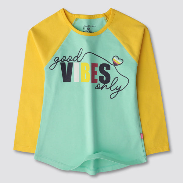 Mint Raglan Girls T-Shirt