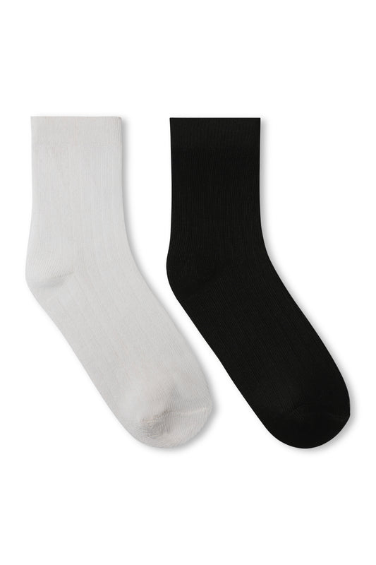 Boys Black & White Socks (2 Pairs)