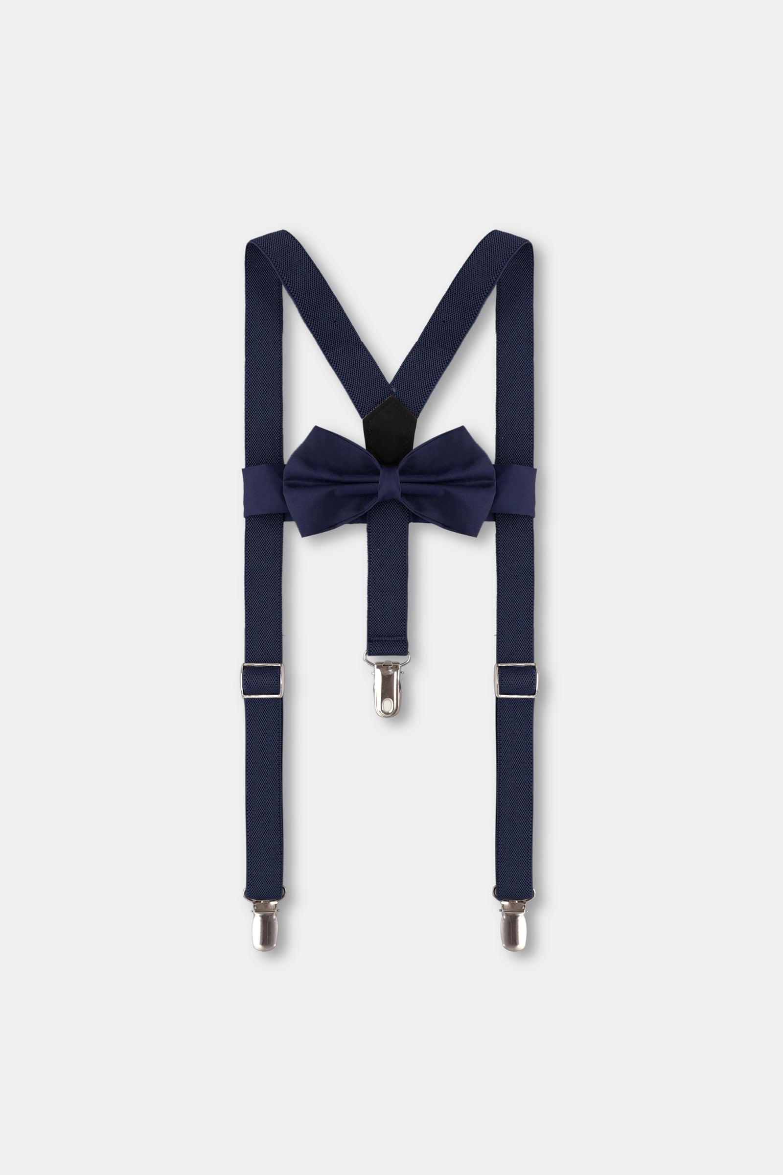 Boys Adjustable Navy Suspenders with Bowtie