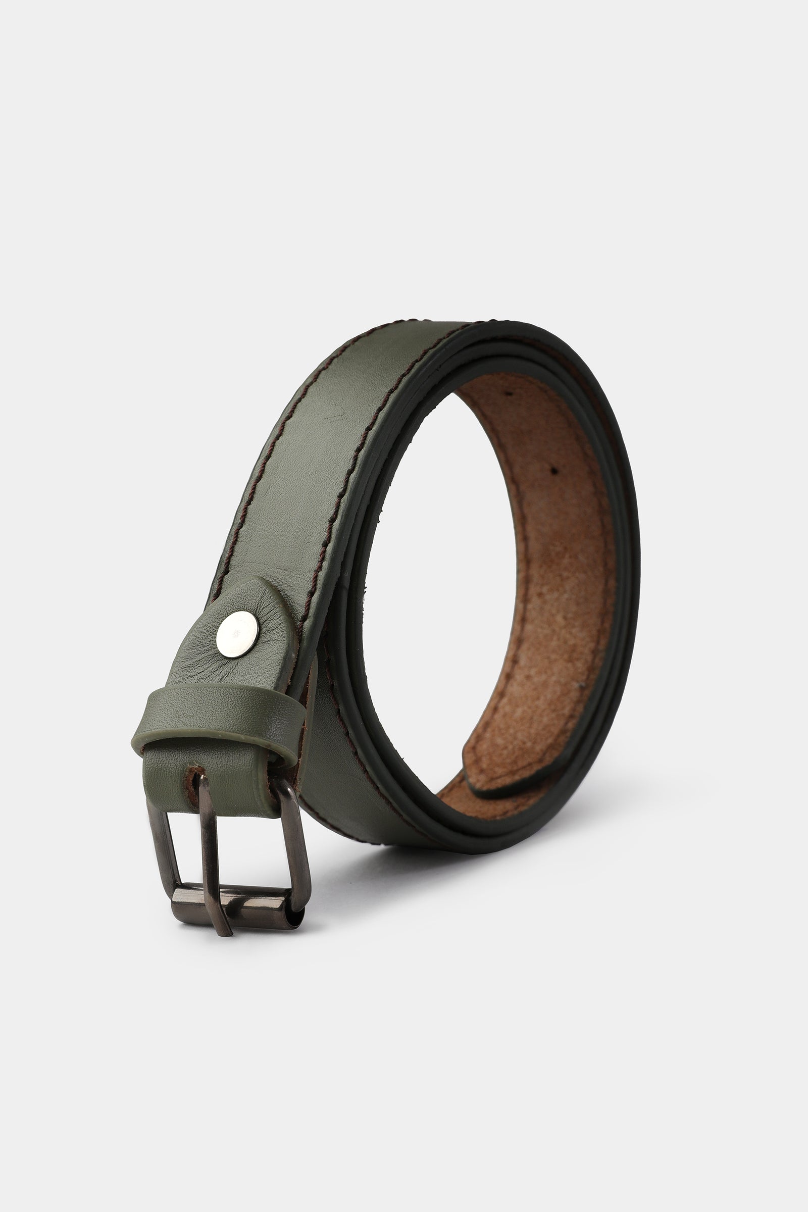 Boys Olive Leather Belt
