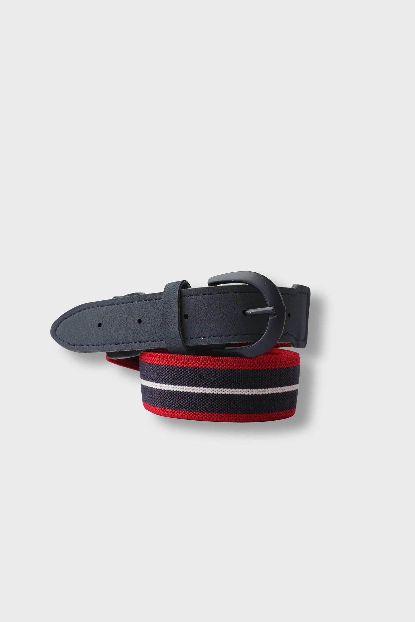 Boys Navy Striped Woven Belt