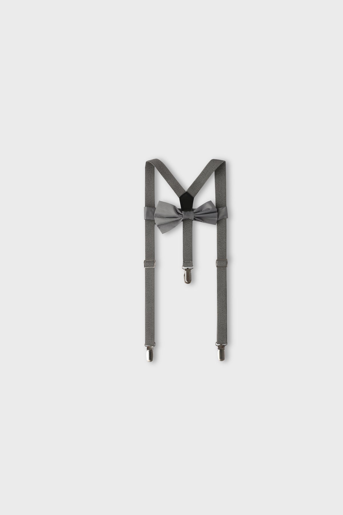 Boys Grey Gallace & Bow Tie Set