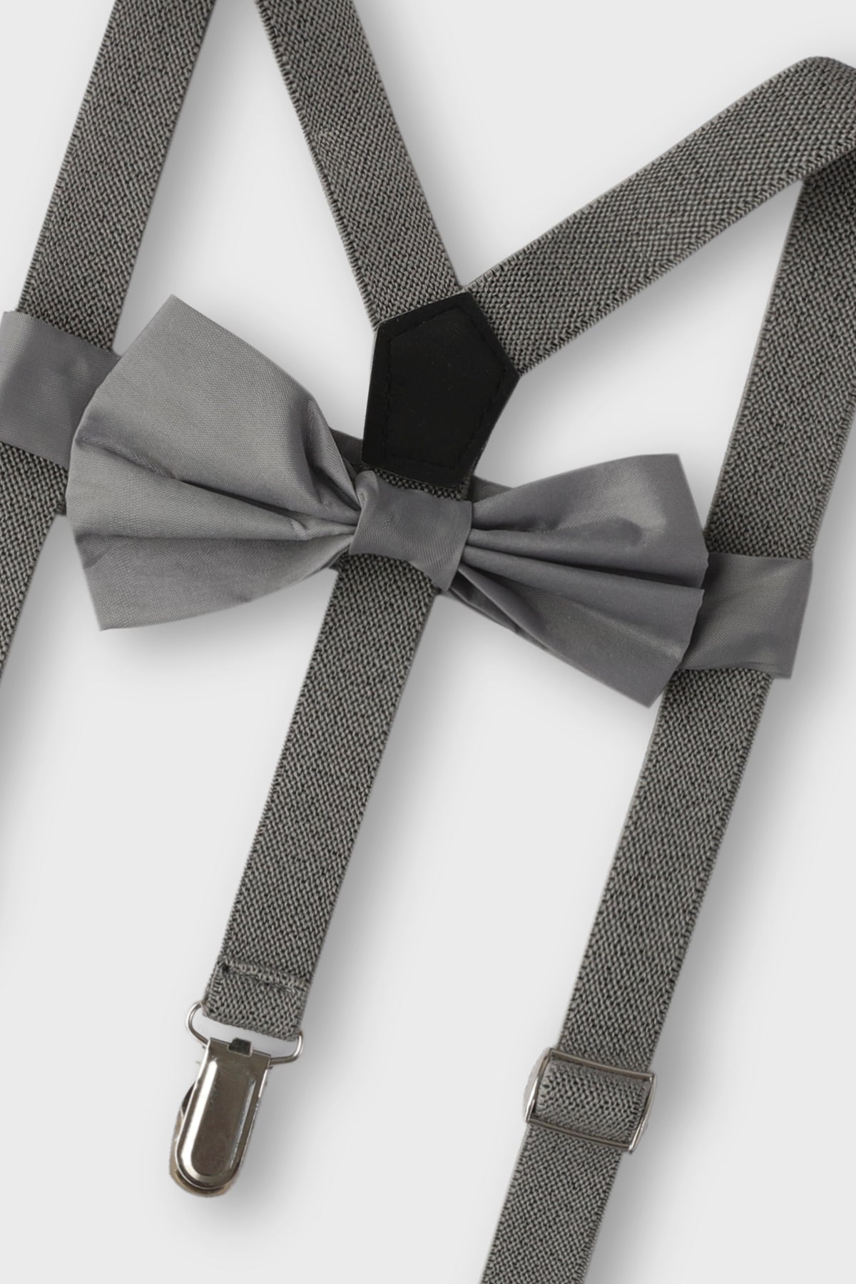 Boys Grey Gallace & Bow Tie Set