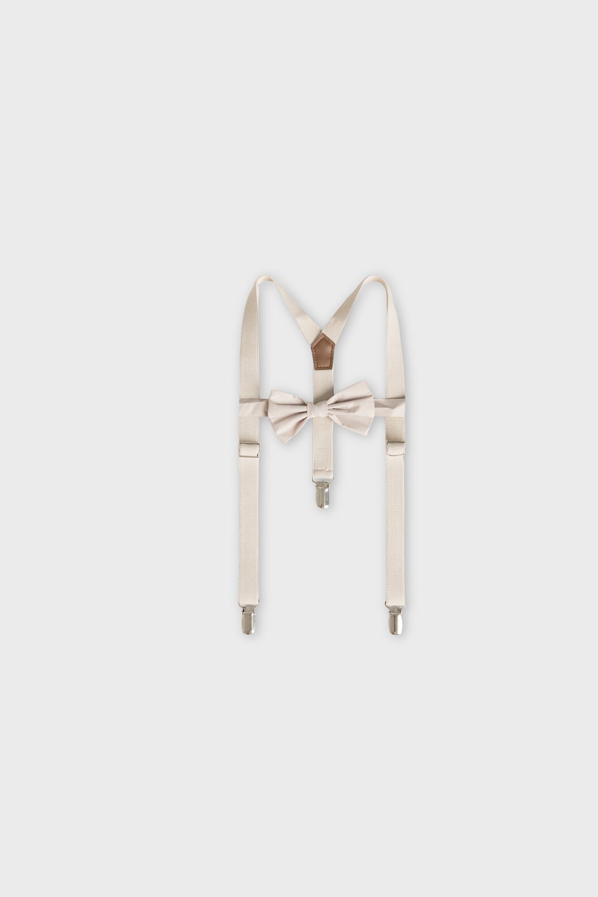 Boys Beige Gallace & Bow Tie Set