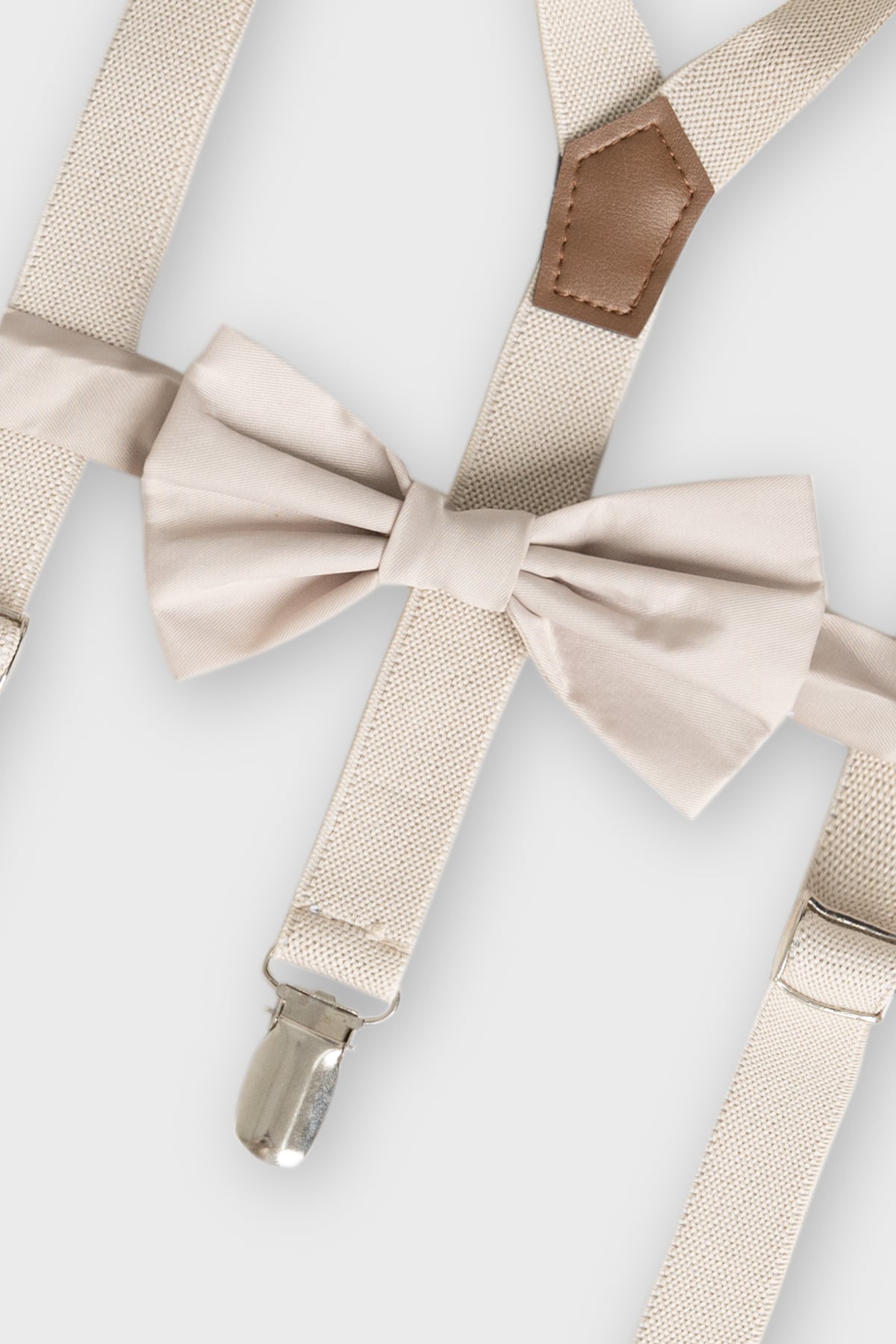 Boys Beige Gallace & Bow Tie Set