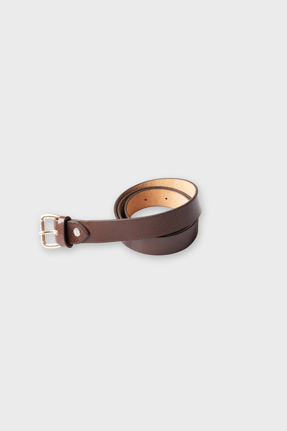 Boys Textured Brown Leather Belt