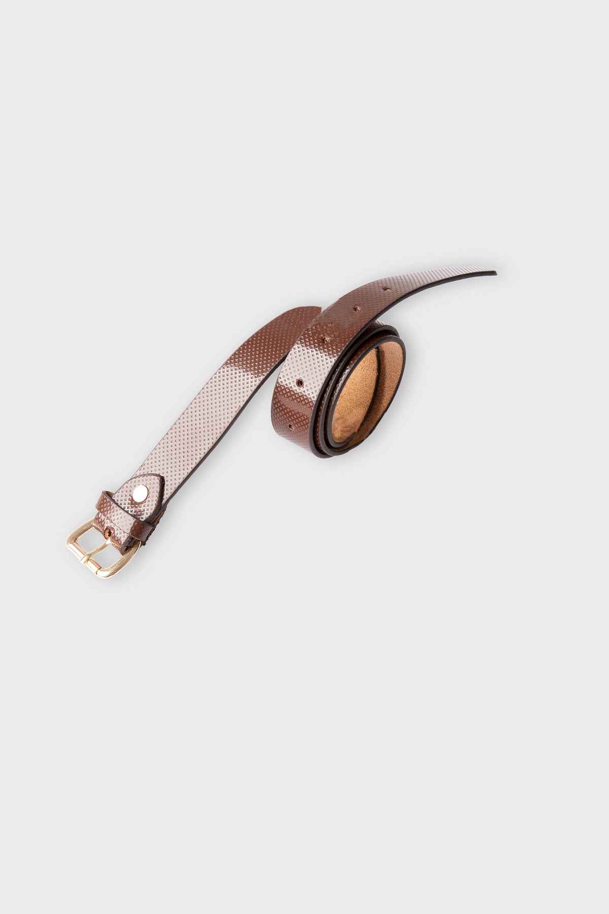 Boys Textured Brown Leather Belt