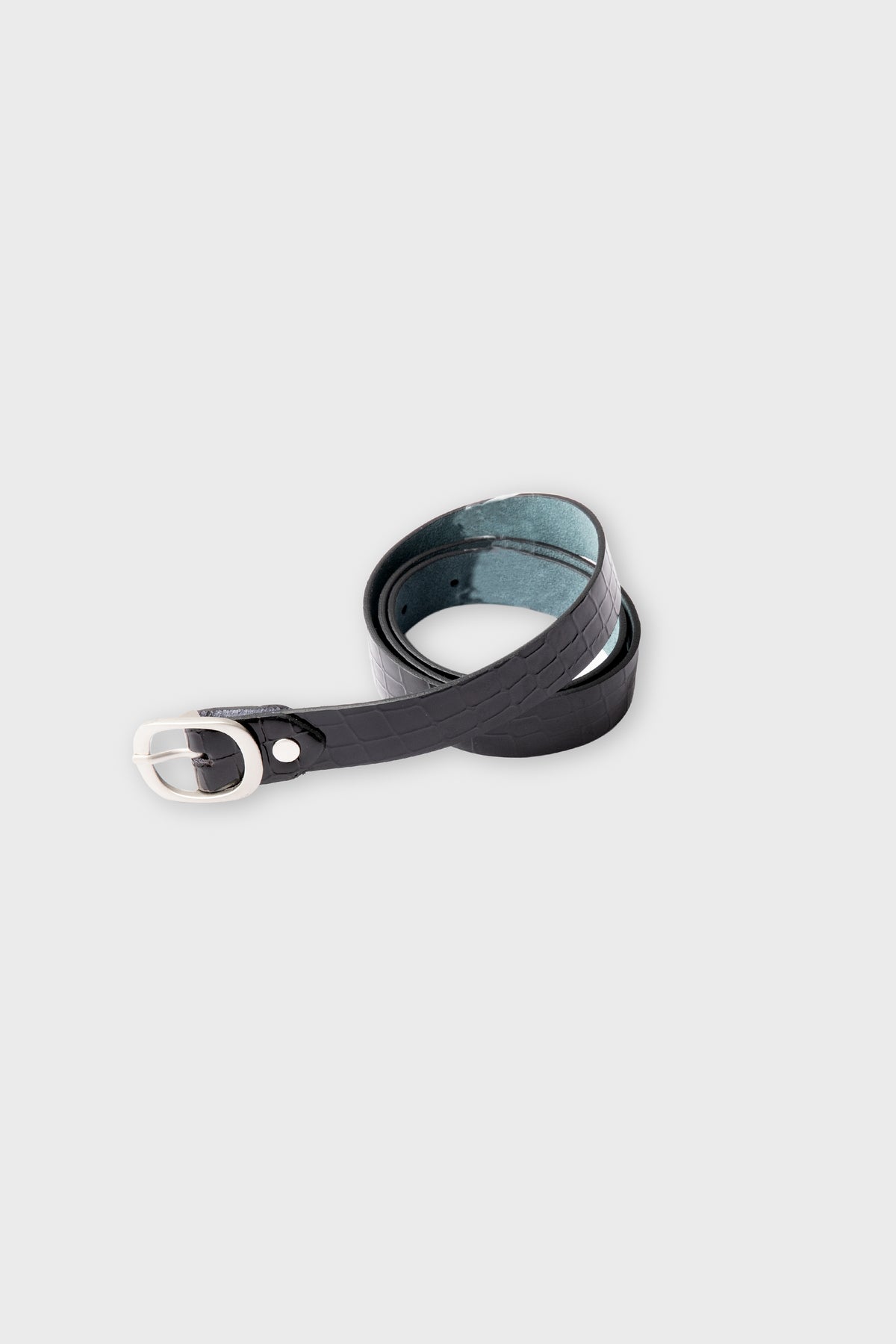Girls Glossy Black Leather Belt