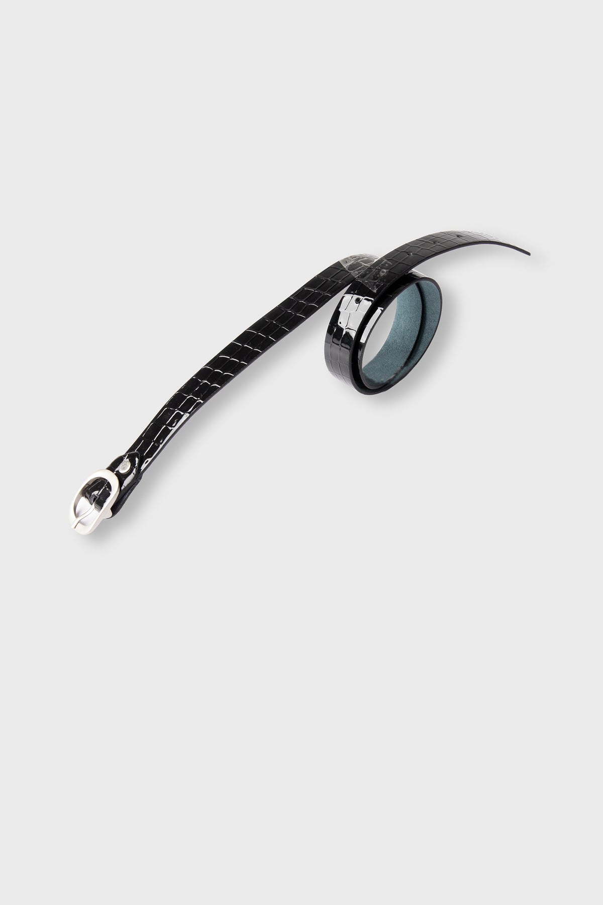 Girls Glossy Black Leather Belt
