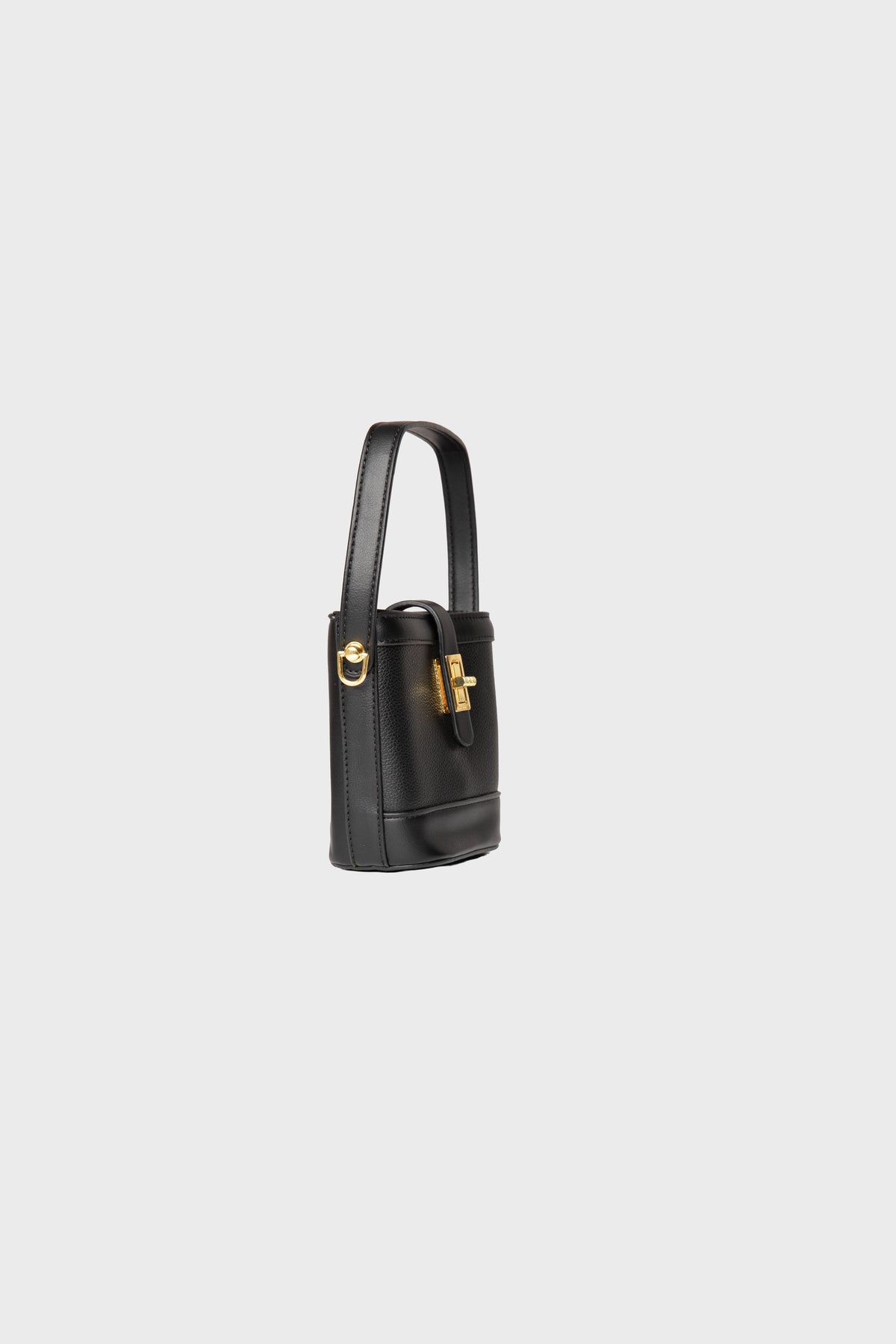 Noir Luxe Gold-Clasp Handbag