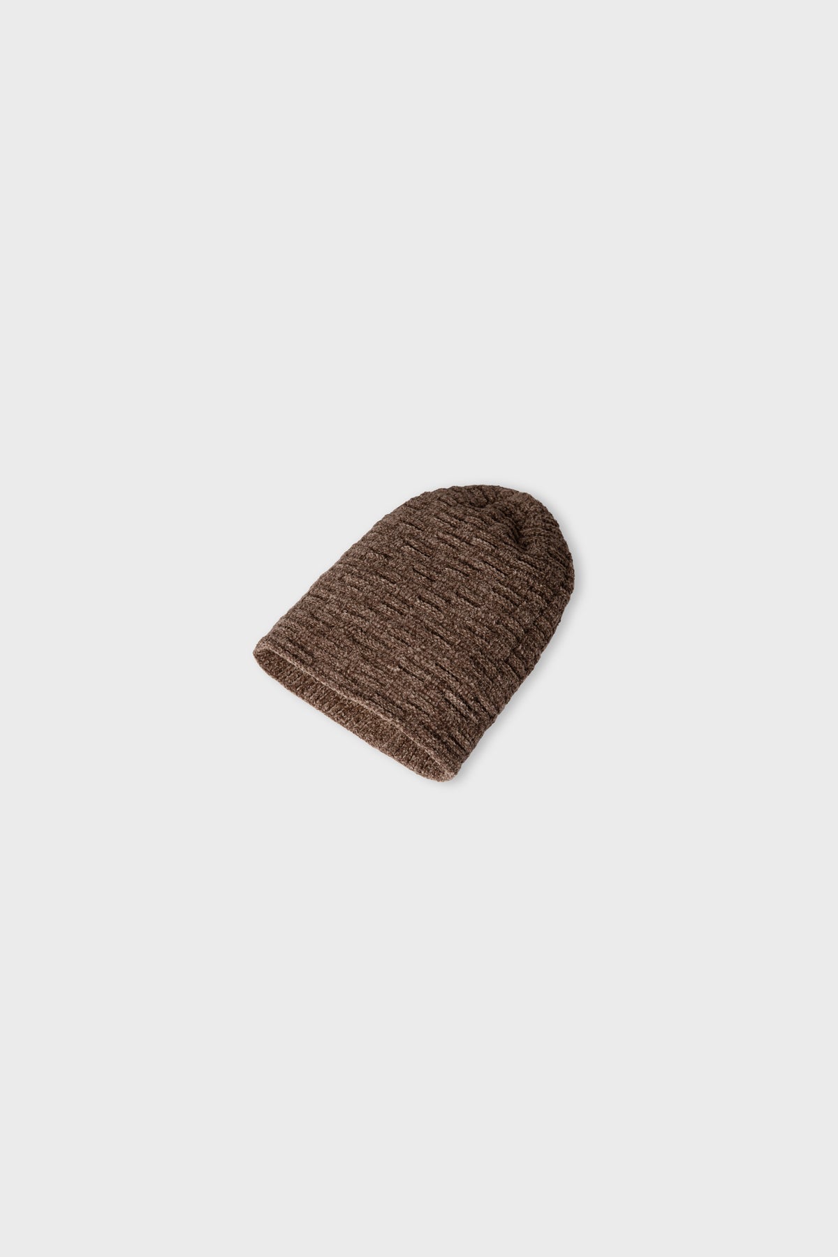 Brown Folded Knit Unisex Cap
