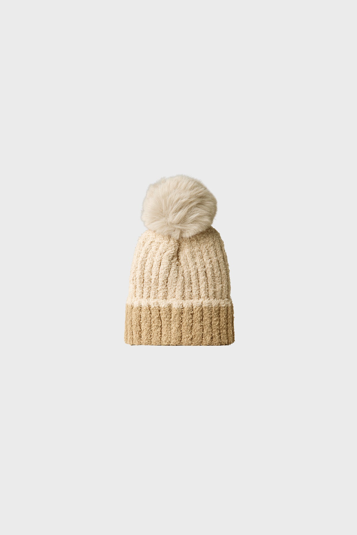Beige Cloud Pom-Pom Girls Cap