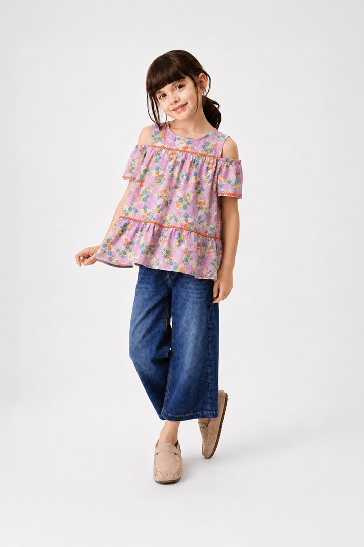 Floral Doriya Lawn Smocked Top