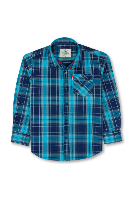 Boys Checkered Blue Casual Shirt