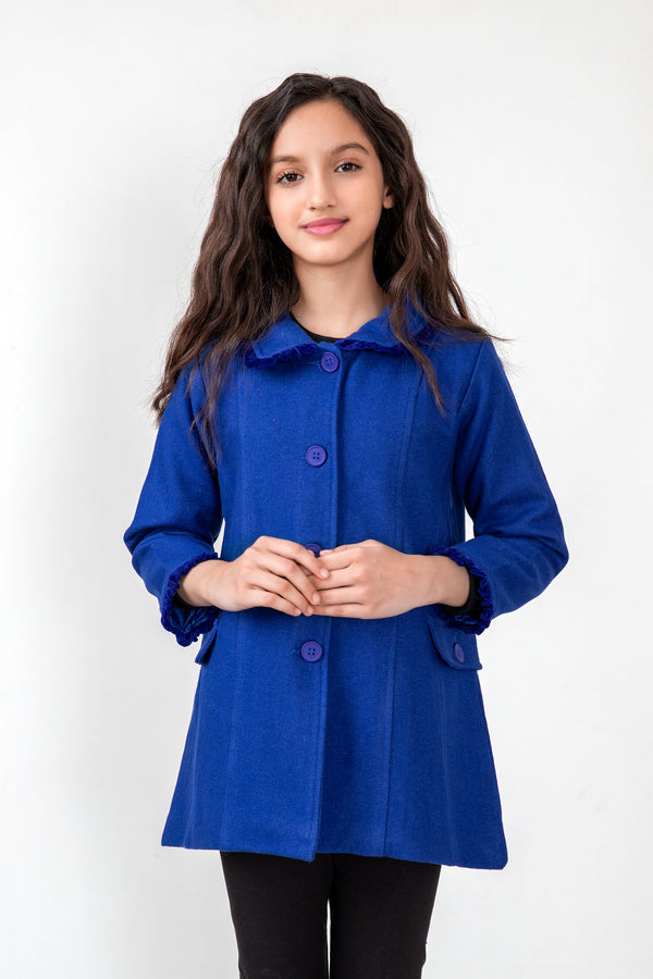 Girls Royal Blue Felt Coat