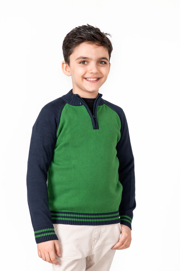 Boys Green Raglan Sweater