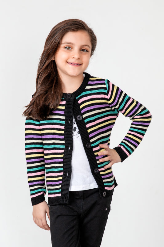 Girls Multicoloured Knit Sweater