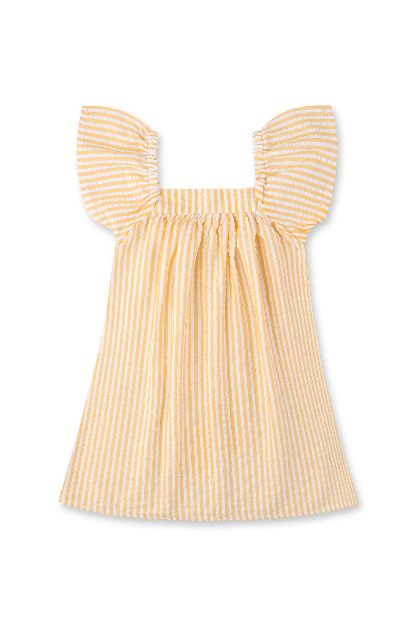 Girls Yellow Stripes Print Mini Dress