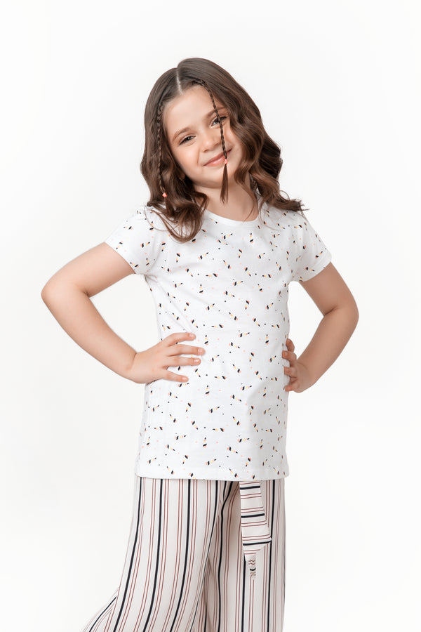 White All-over printed Girls shirt