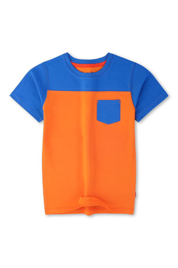 Boys Orange & Blue Colorblock T-shirt