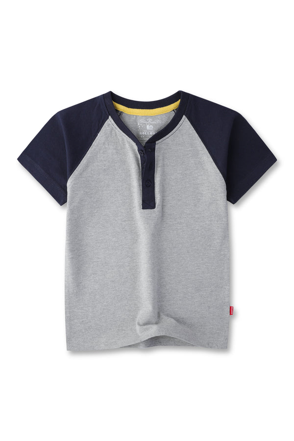 Boys Grey Hanley Shirt With Raglan Sleeves