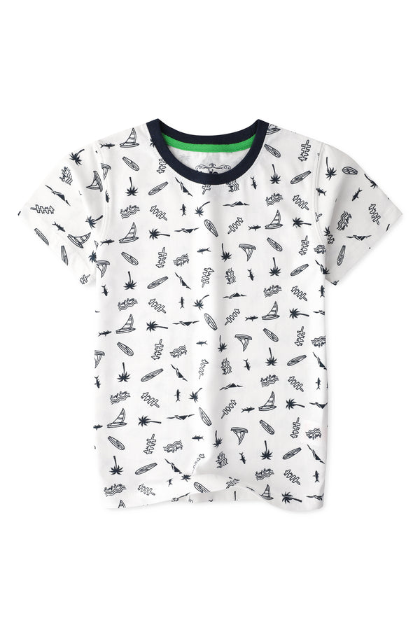 Boys White All-over Beach Tshirt