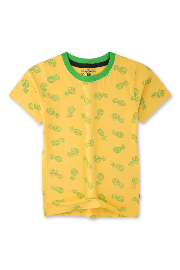 Boys Mustard Tshirt with Pineapples