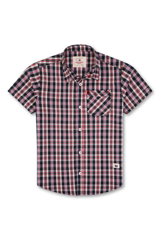 Boys Grey and Red Check Casual Shirt