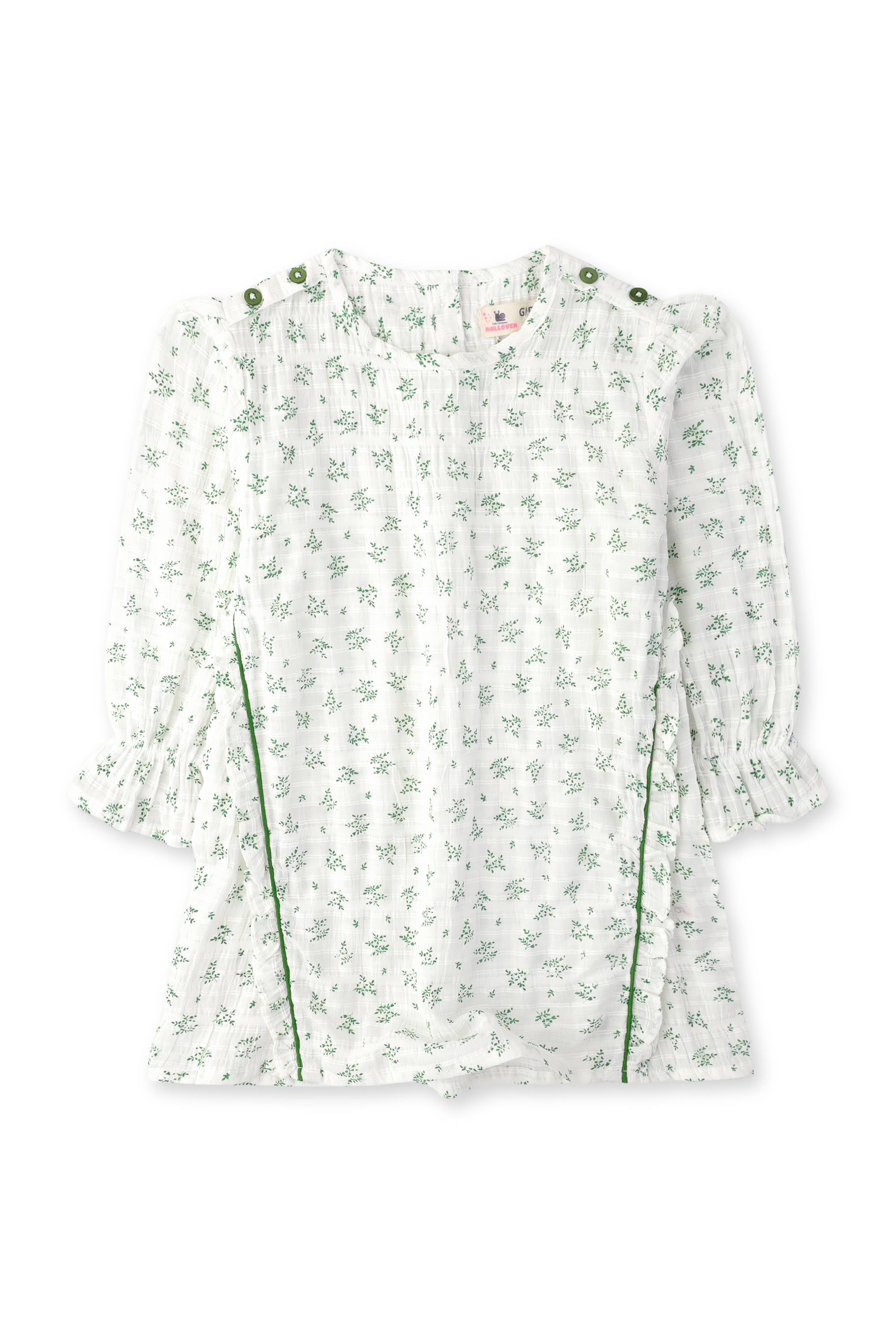 Girls White Shirt With Leaves Print