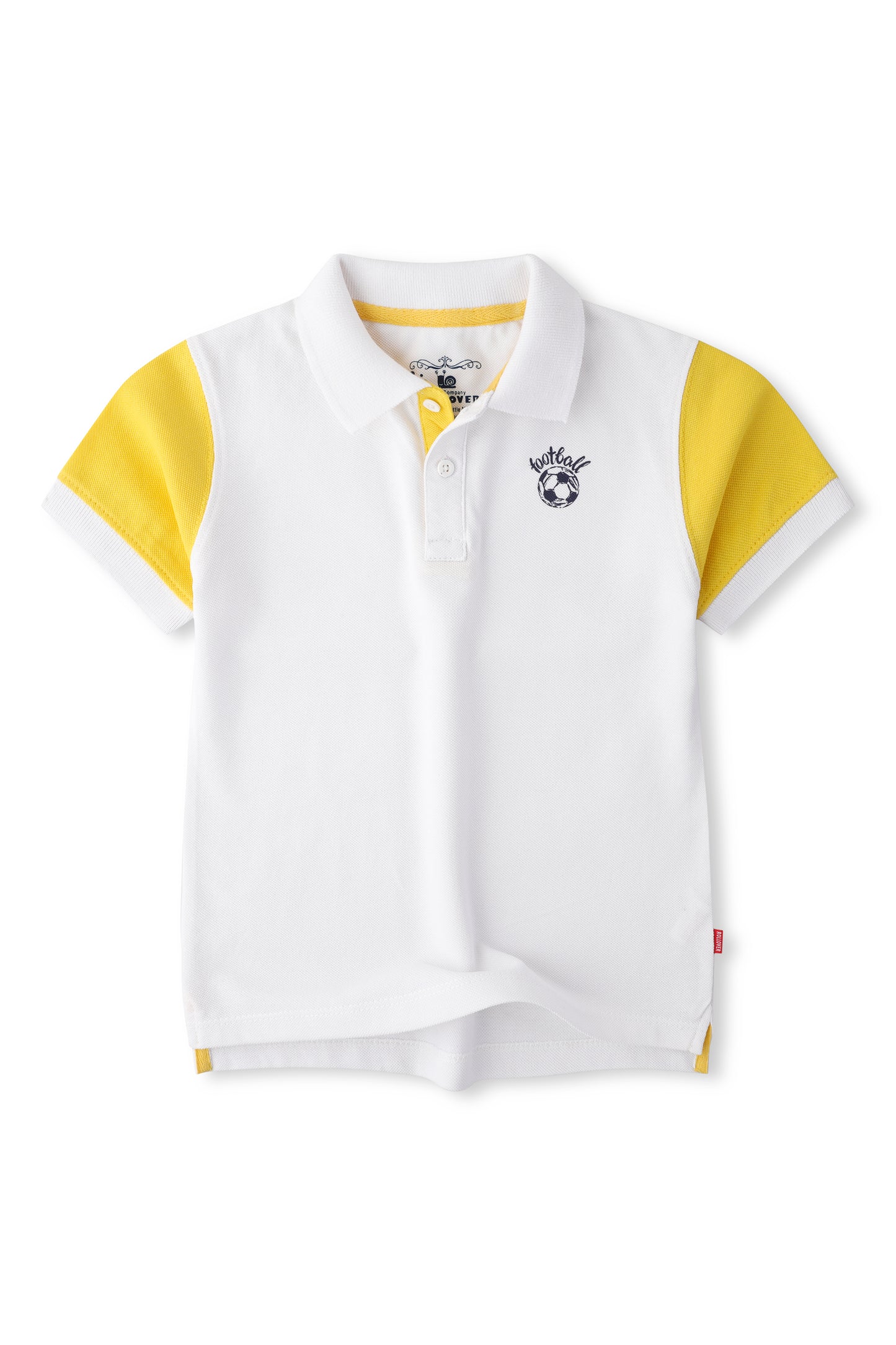 Boys White Football Polo Shirt