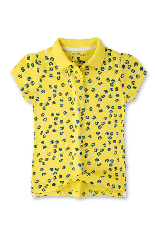 Girls Yellow Lollipop Polo Shirt