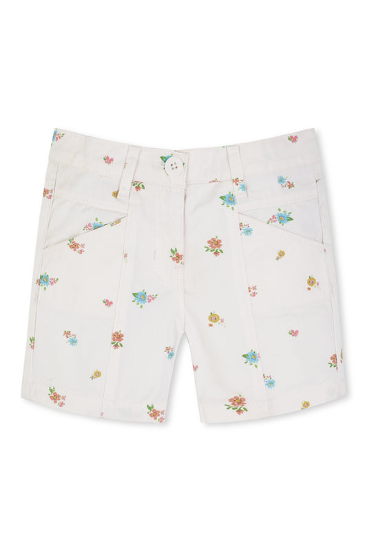 Girls White Floral Shorts