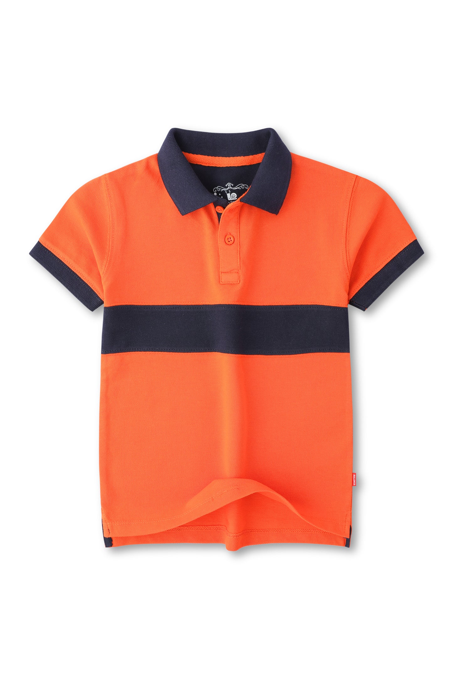 Boys Orange & Navy Blue Colour Block Polo Shirt