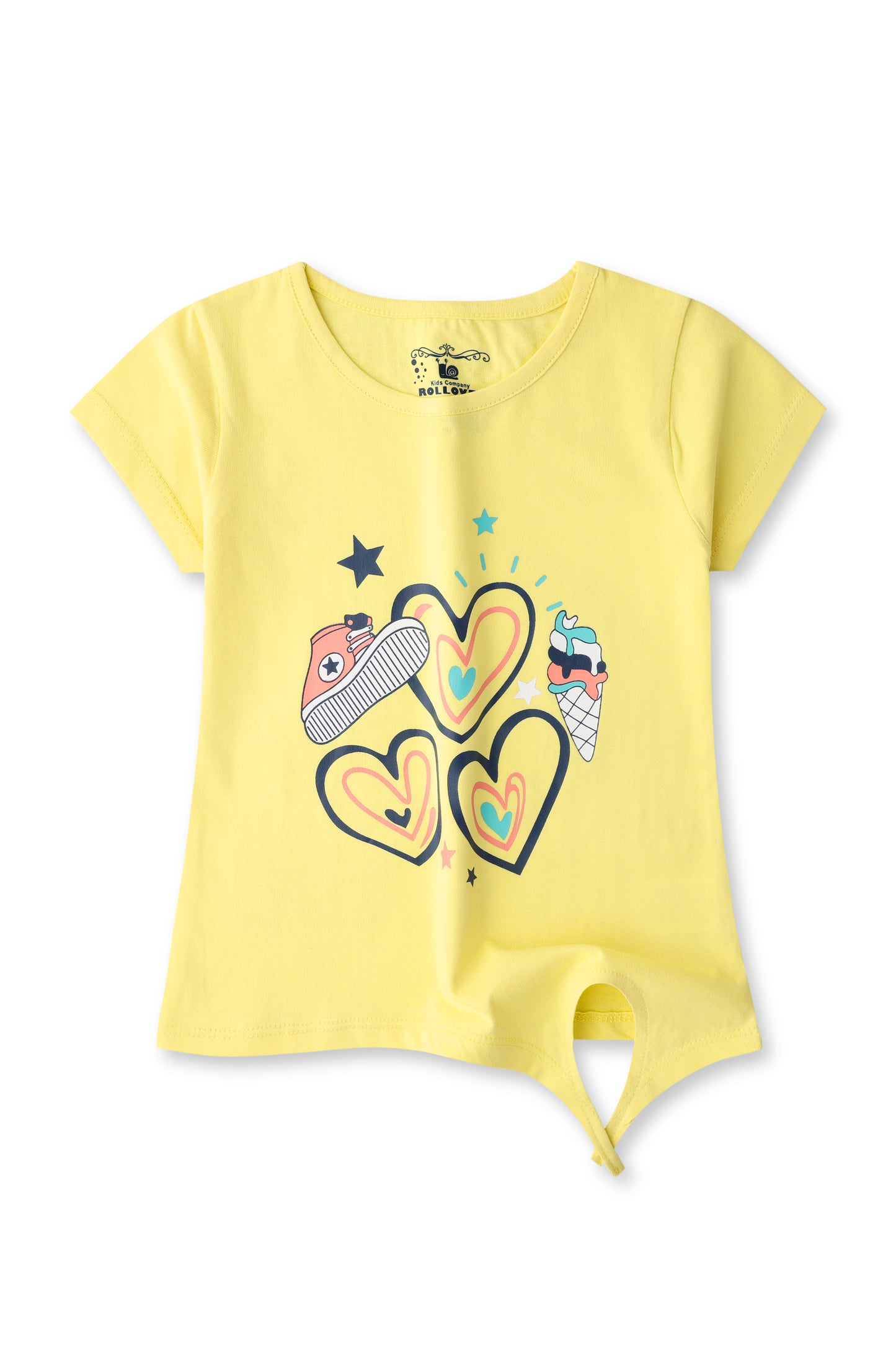 Girls Pale Yellow Graphic Tshirt