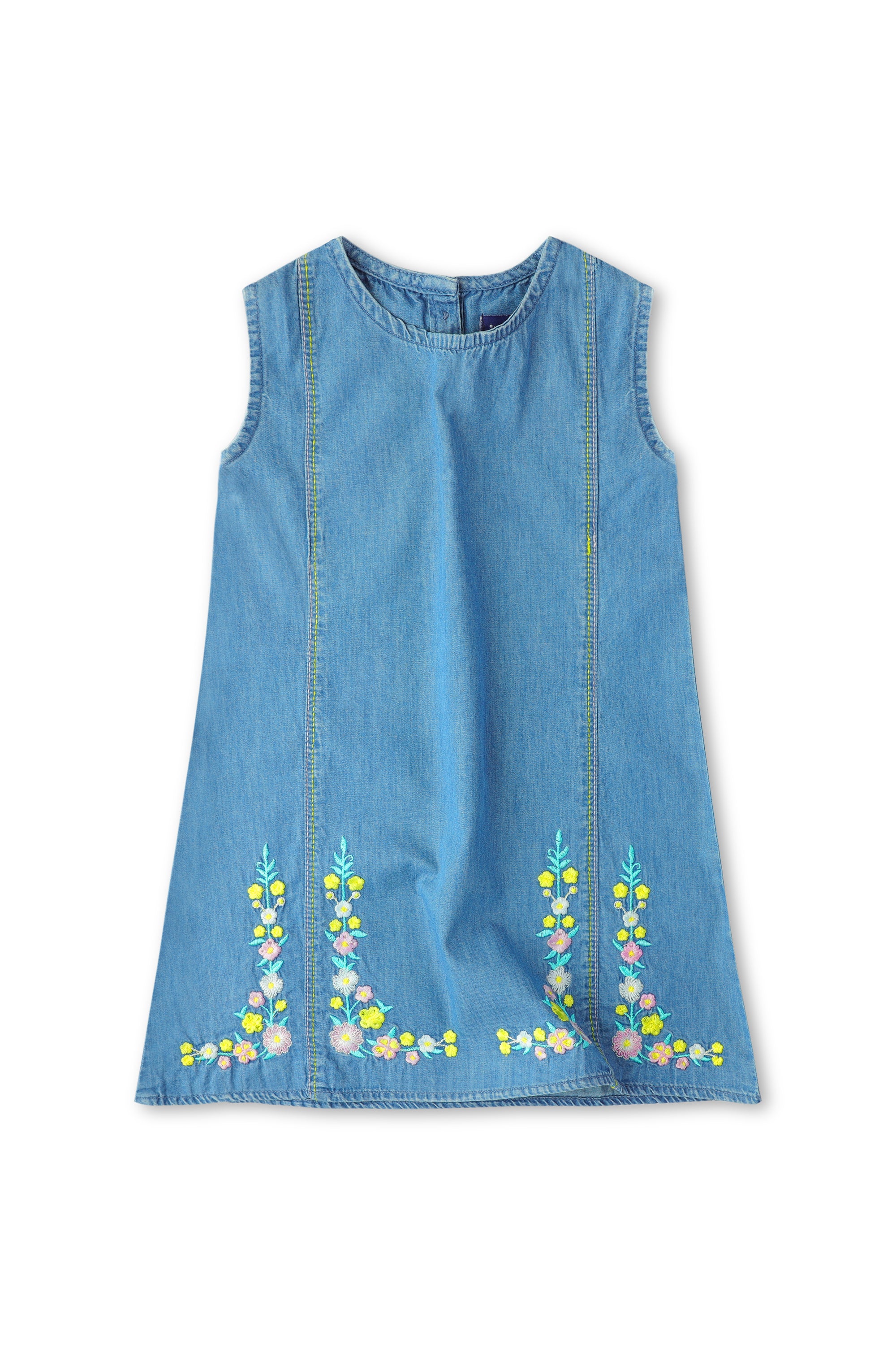 Girls Blue Embriodered Dress