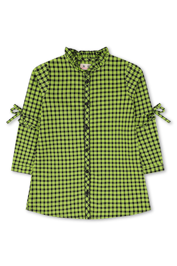 Girls Light Green Checkered Tunic