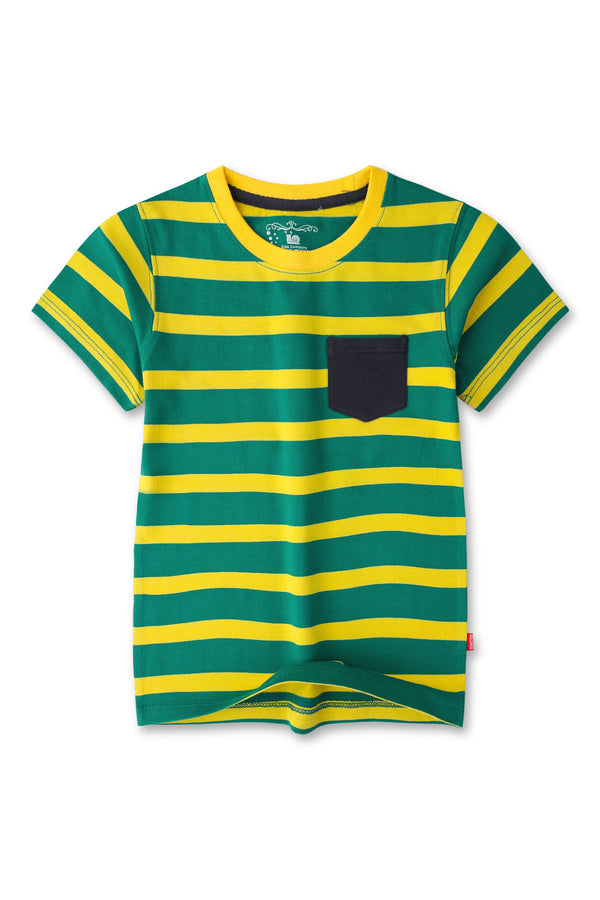 Boys Yellow & Teal Green Colourblock T-shirt