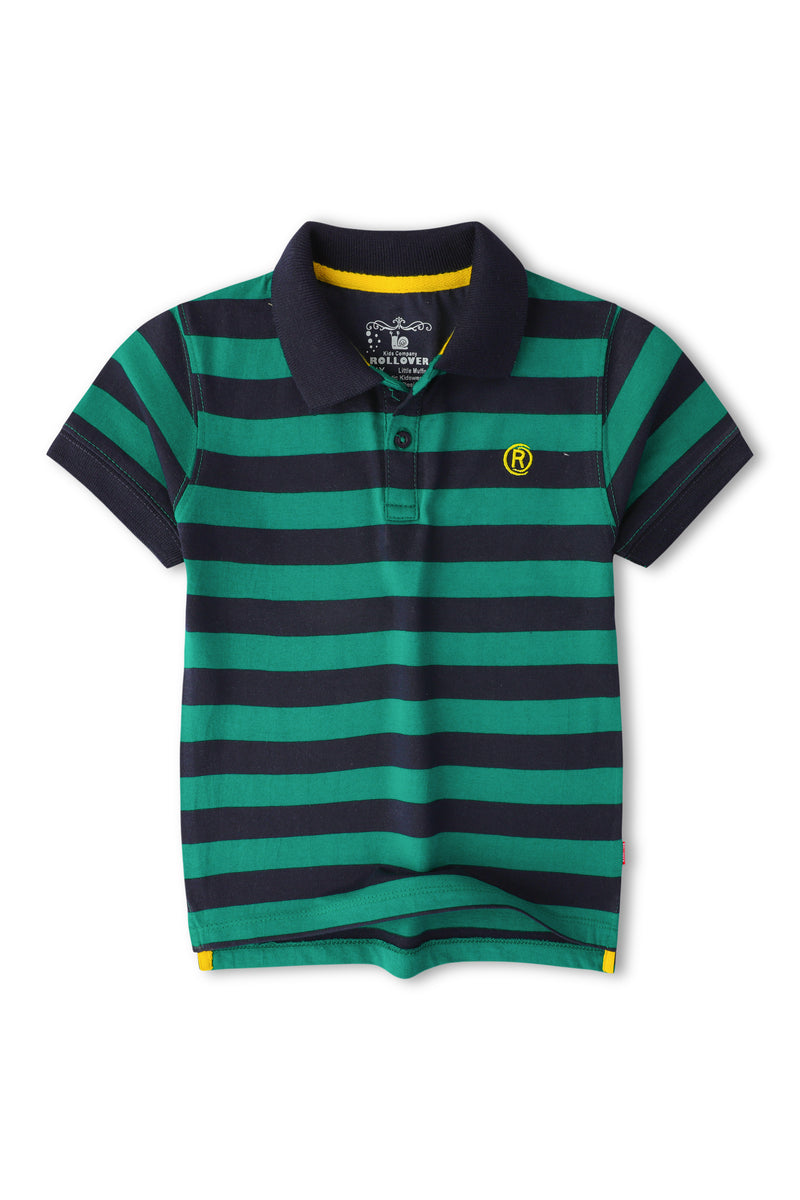 Boys Surfie Green and Navy Blue Colourblock Polo Shirt – Rollover Kids ...