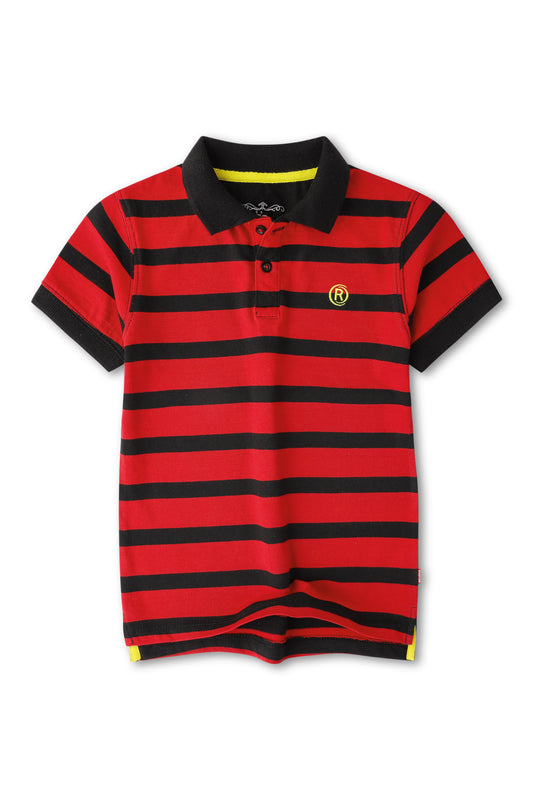 Boys Red & Black Polo Shirt