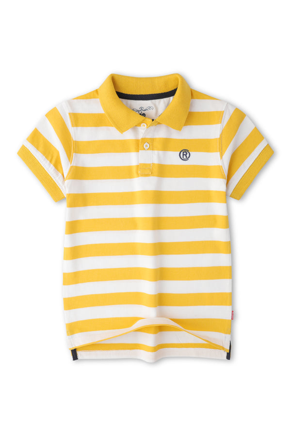 Boys Yellow & White Polo Shirt