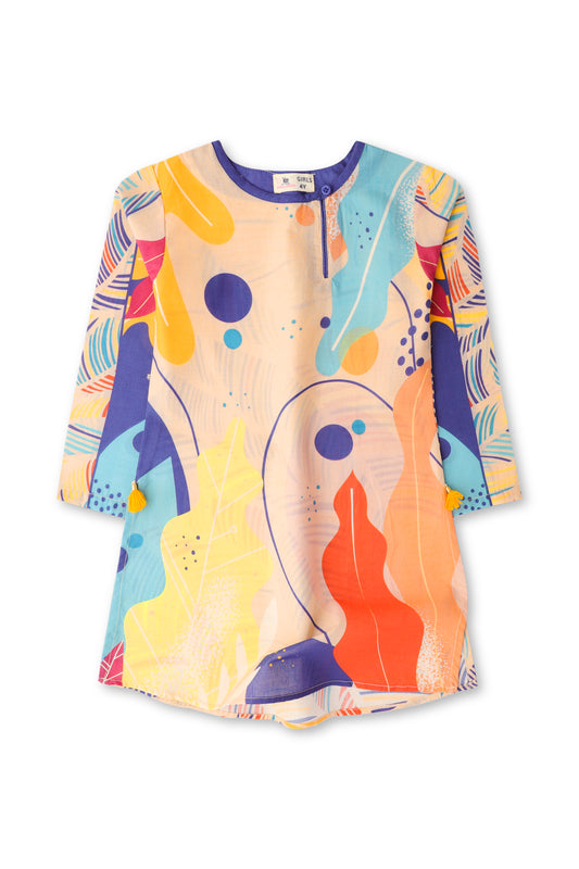 Girls Multicoloured Printed Kurti