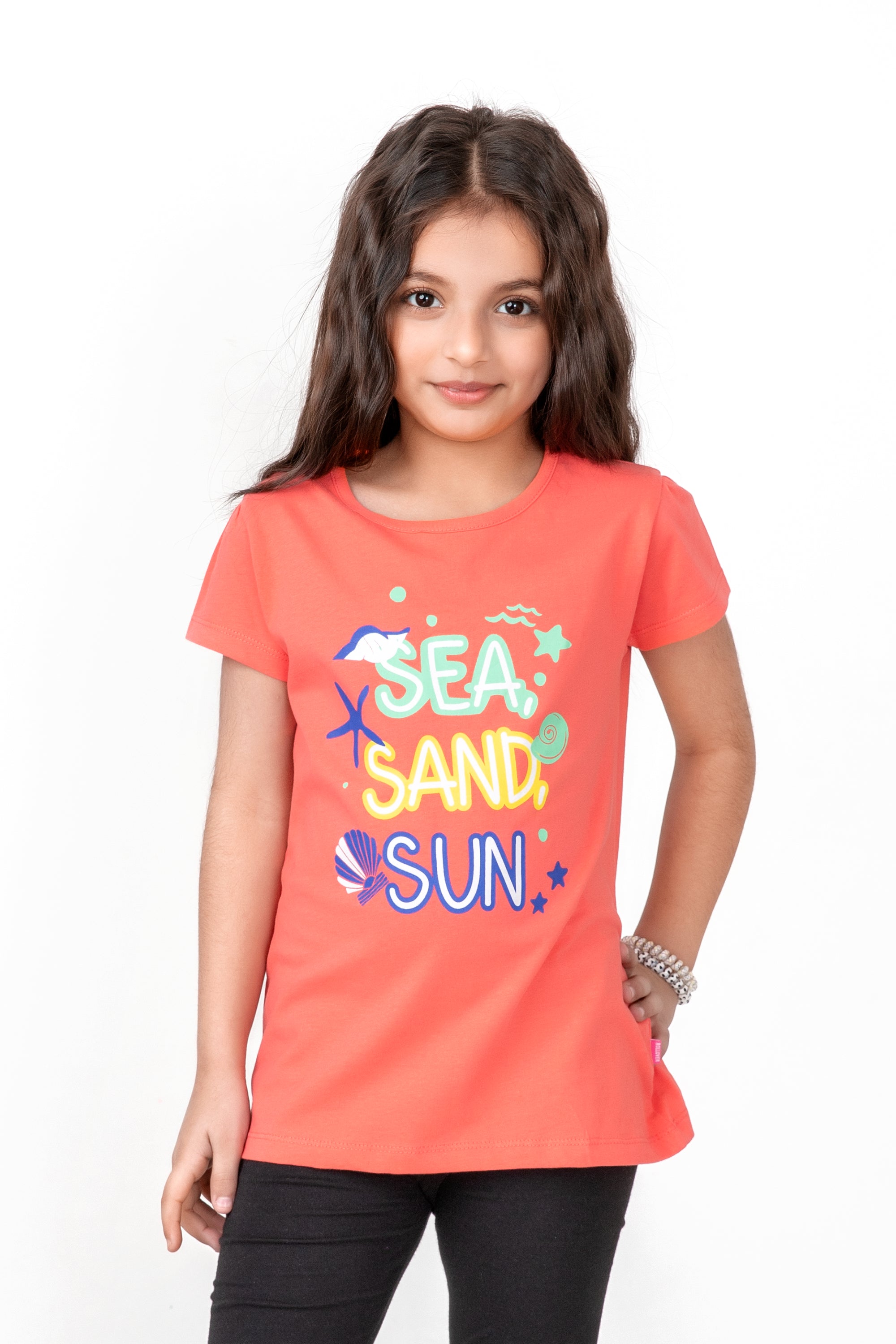 Girls Coral Graphic Sea T-shirt