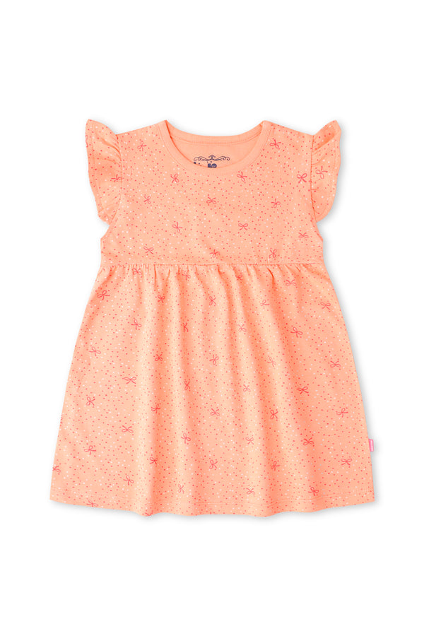 Girls Peach Knit Frock