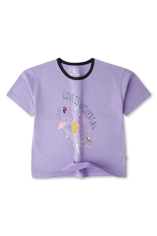 Girls Lilac Graphic T-shirt