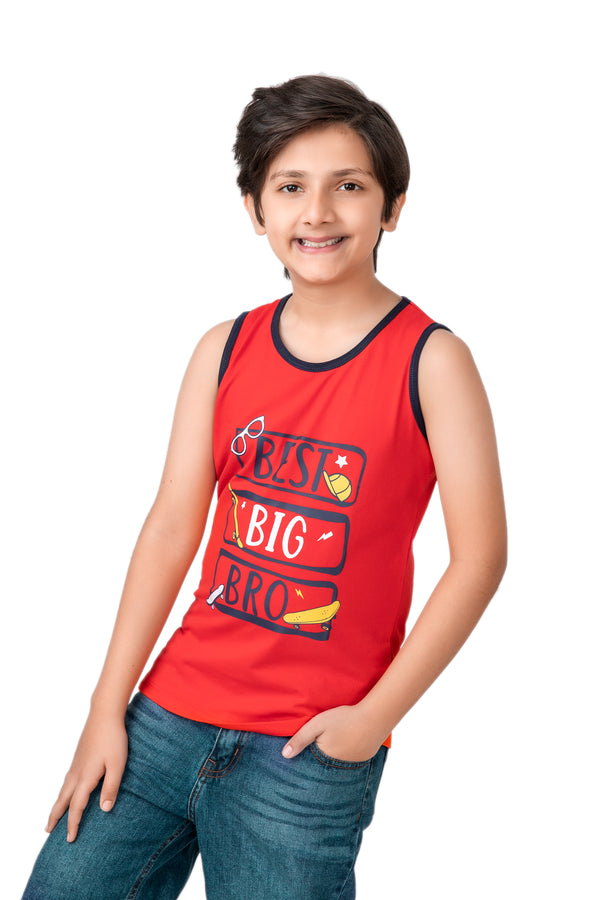 Boys Red Big Bro Tank Top