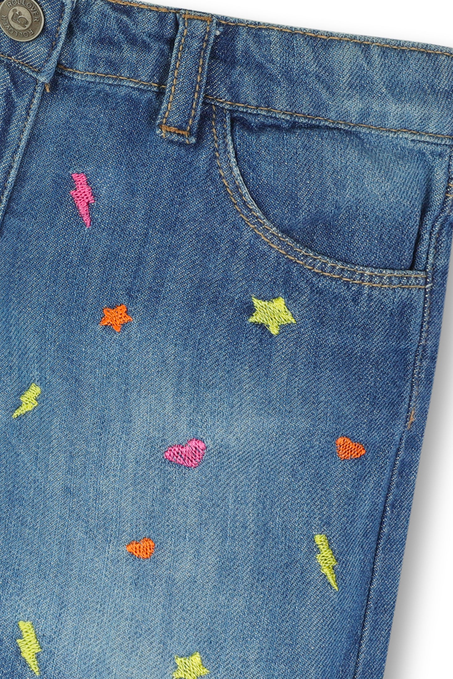 Girls Embroidered Denim Shorts