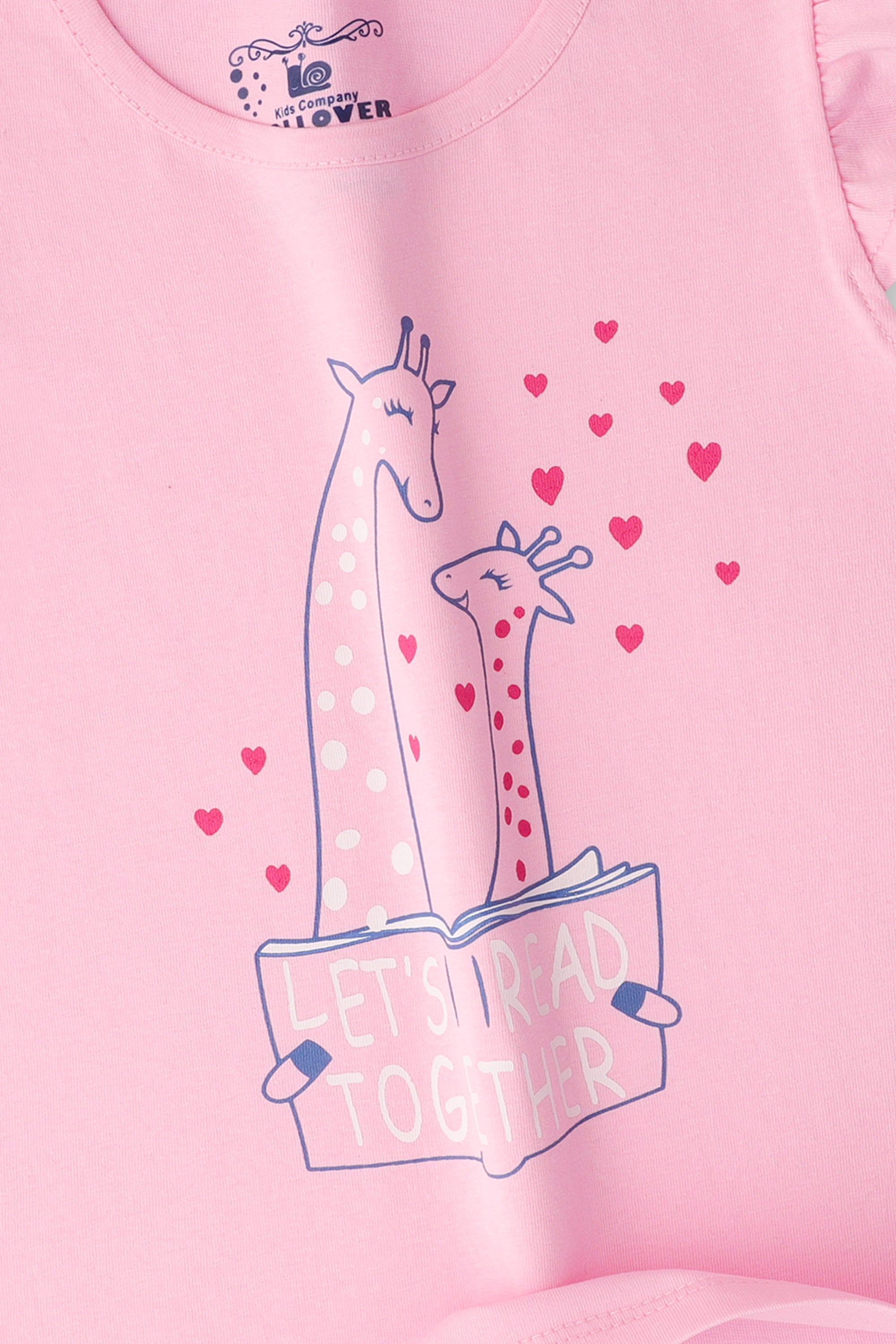 Girls Pink Giraffe T-shirt