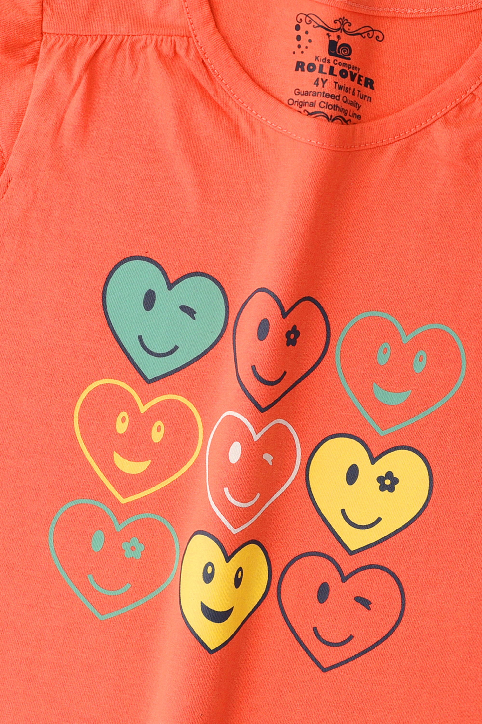 Girls Coral Hearts Shirt
